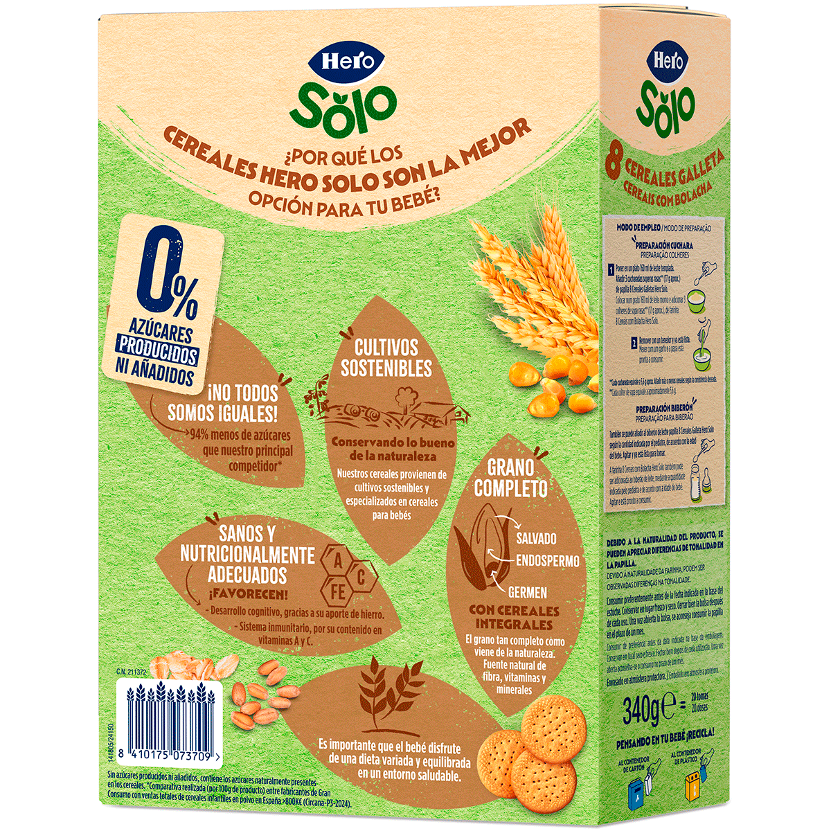 PAPILLA DE CEREALES CON GALLETA 340 G.