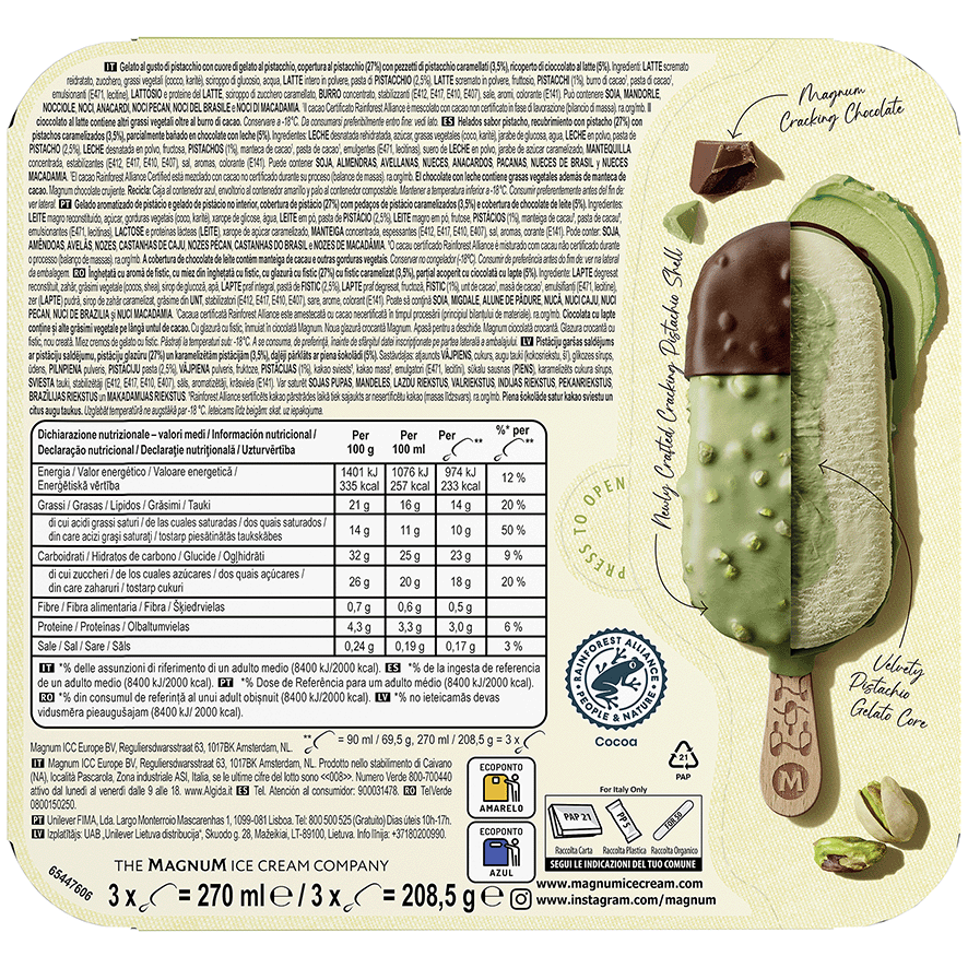 HELADO SIGNATURE PISTACHO 90 G. PACK 3