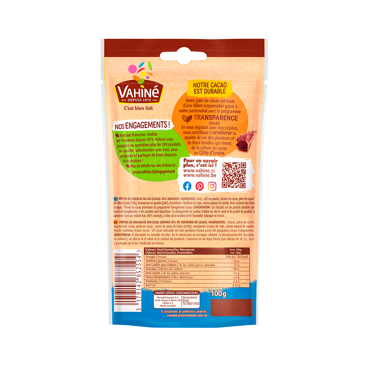 PEPITAS DE CHOCOLATE CON LECHE 100 G.