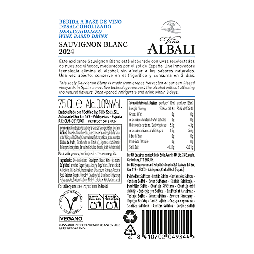 VINO BLANCO 0.0 ALCOHOL 75 CL.