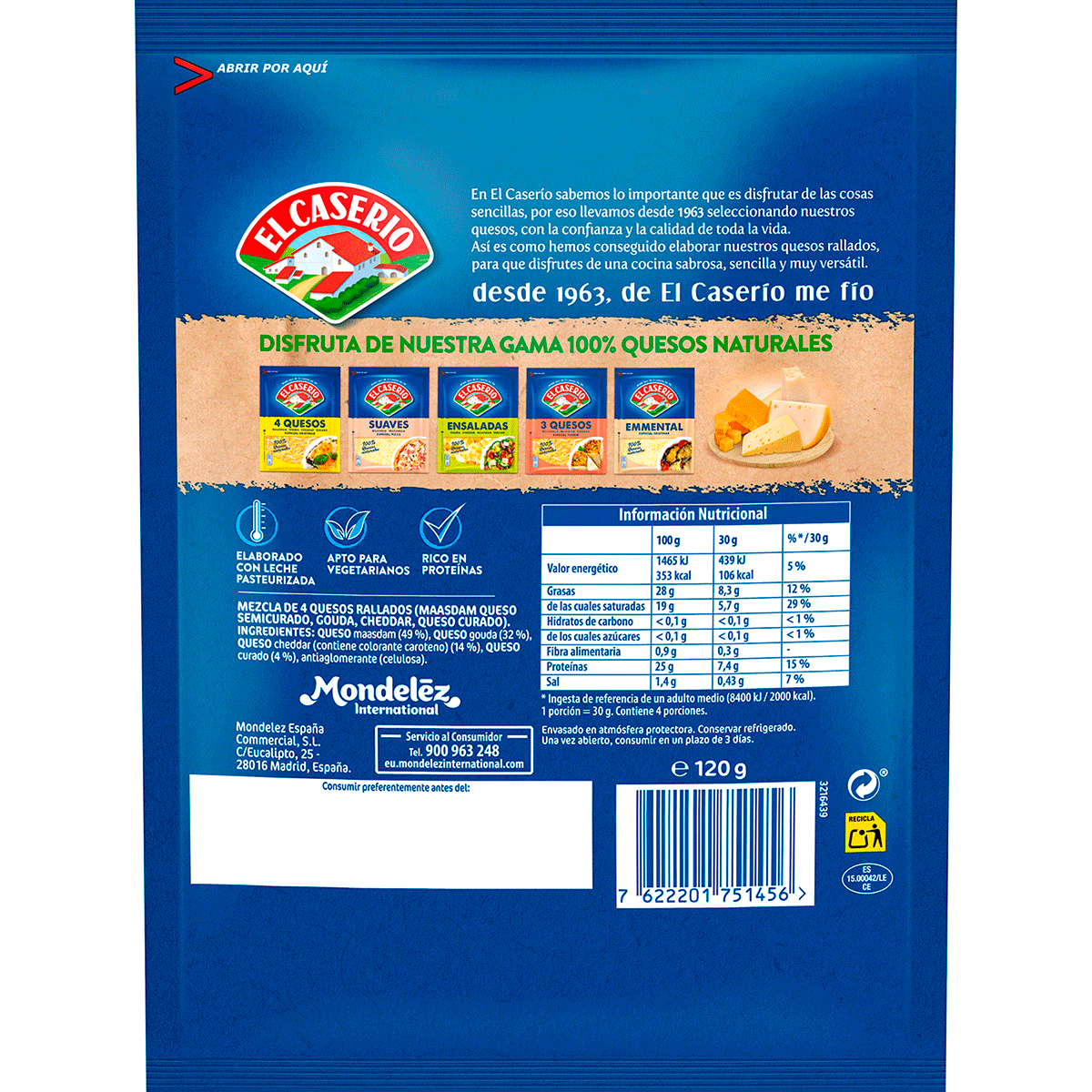 QUESO RALLADO 4 QUESOS 130 G.