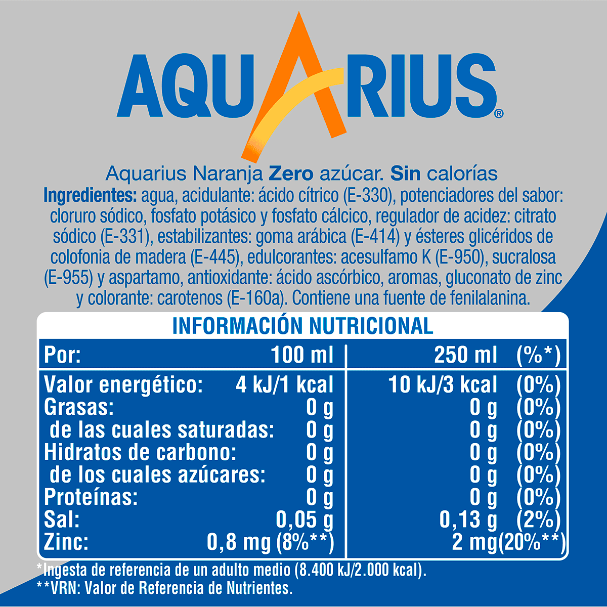BEBIDA ISOT&Oacute;NICA DE NARANJA ZERO 1,5 LITROS