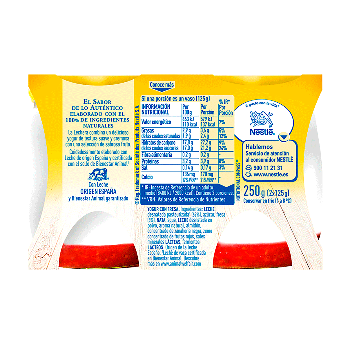 YOGUR CON FRESAS 125 G. PACK 2