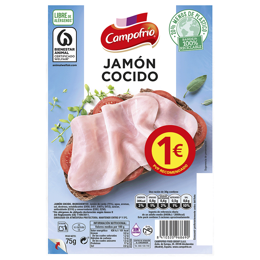 JAM&Oacute;N COCIDO 75 G.