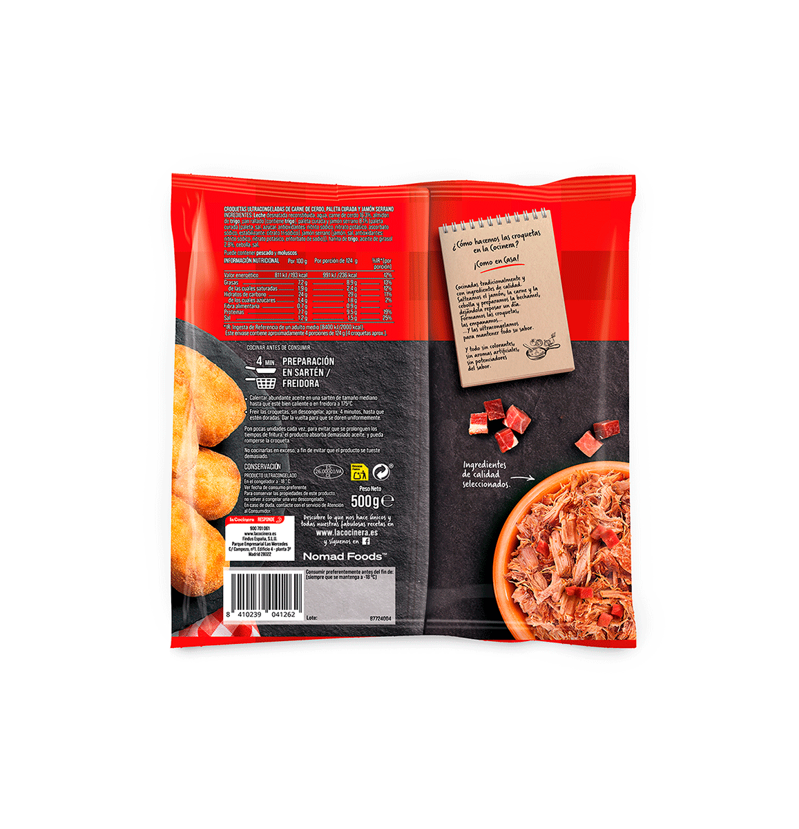CROQUETAS DE COCIDO CON JAM&Oacute;N 500 G.