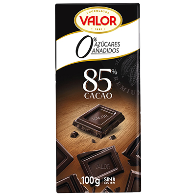CHOCOLATE NEGRO 85% 0% AZ&Uacute;CAR 100 G.