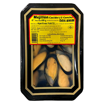 MEJILLONES AL NATURAL MED&Iacute;A CONCHA 600 G.