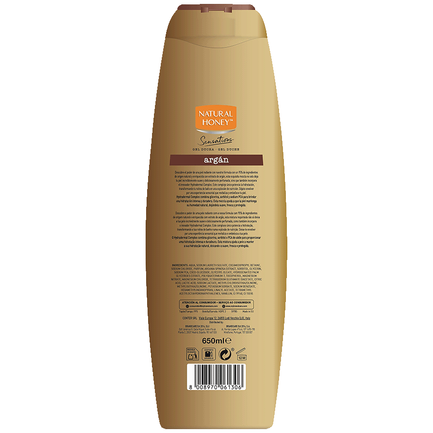 GEL DE BA&Ntilde;O ARG&Aacute;N 650 ML.