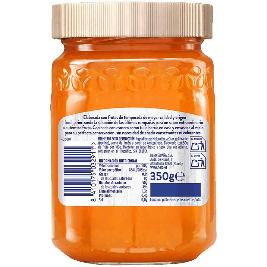 MERMELADA DE MELOCOTONES DE TEMPORADA 350 G.