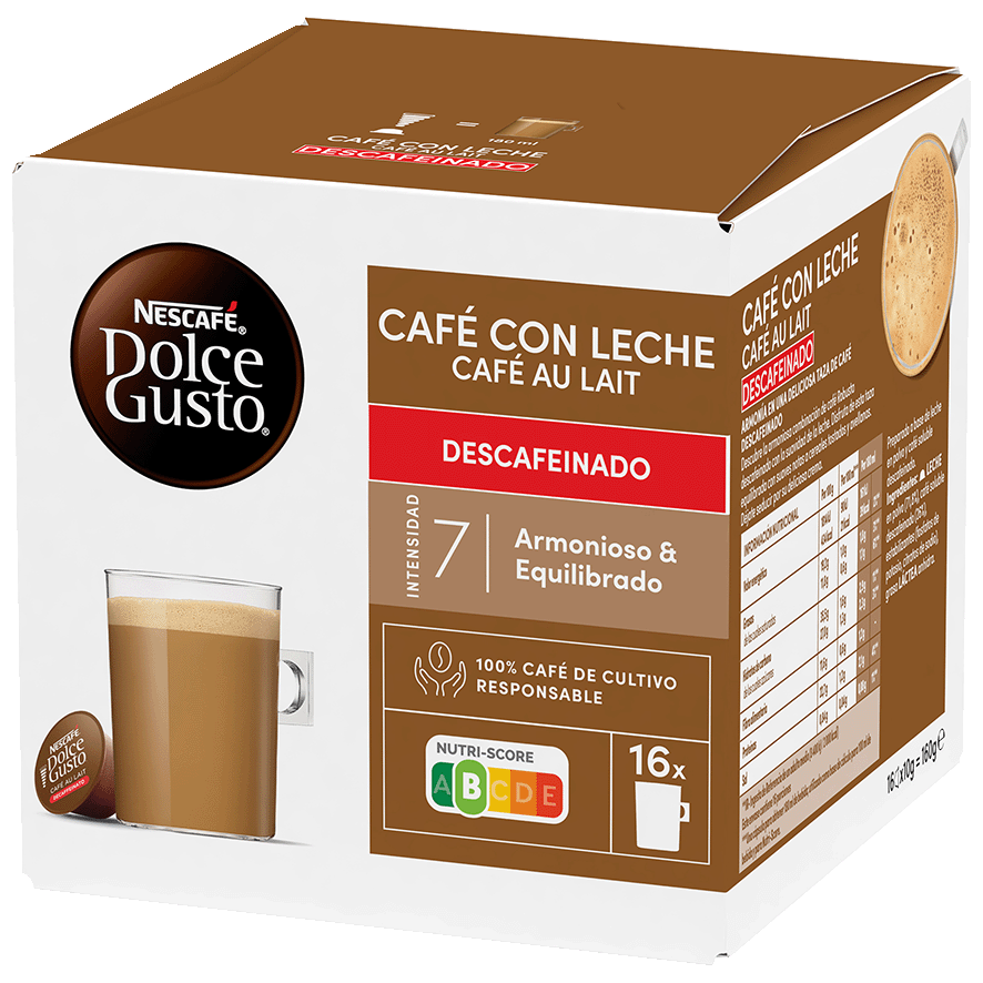 CAF&Eacute; CON LECHE DESCAFEINADO DOLCE GUSTO 16 CAPSULAS