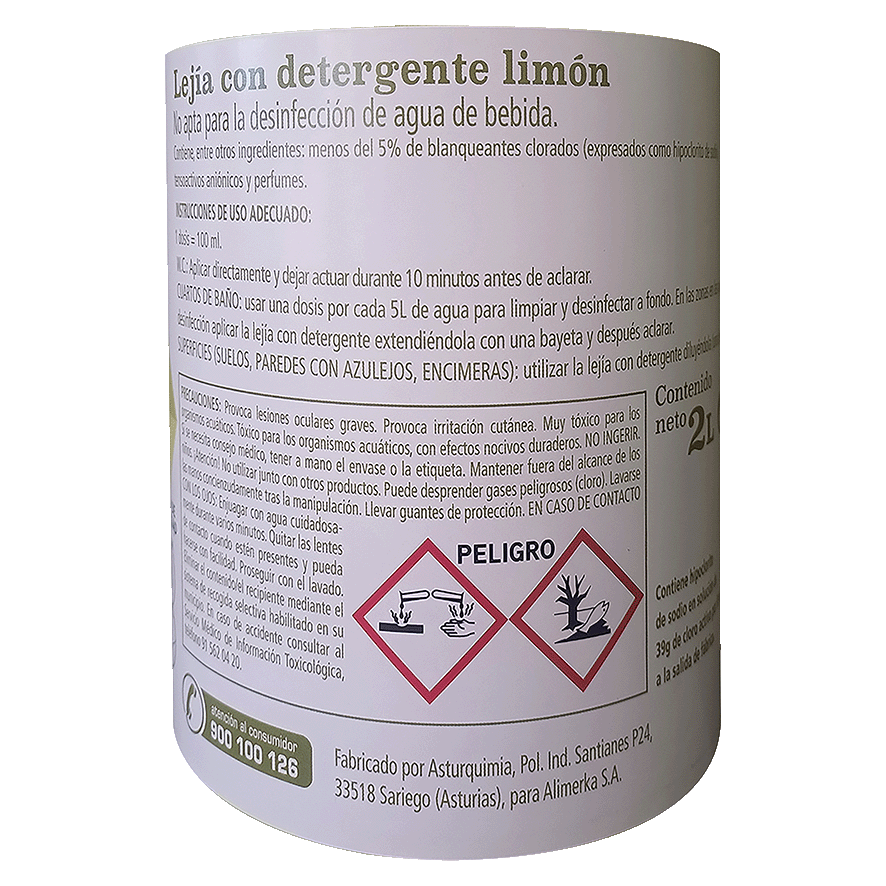 LEJ&Iacute;A AL LIM&Oacute;N CON DETERGENTE 2 LITROS