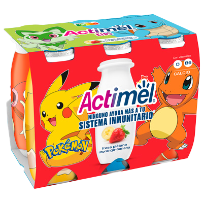 YOGUR L&Iacute;QUIDO DE FRESA Y PL&Aacute;TANO 100 G. PACK 6