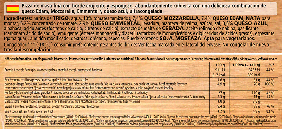 PIZZA CASA DI MAMA CUATRO QUESOS 395 G.
