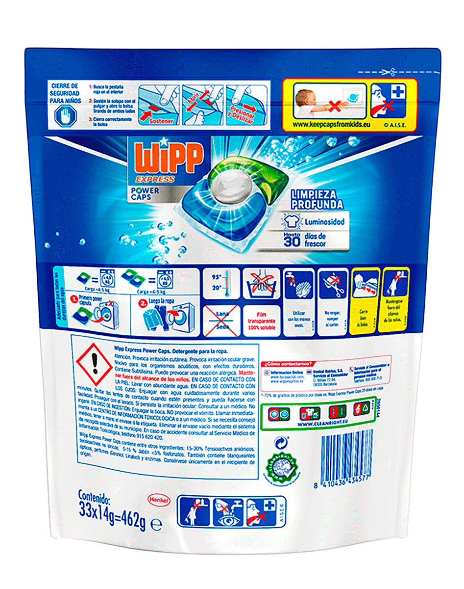 DETERGENTE POWER CAPS 33 C&Aacute;PSULAS