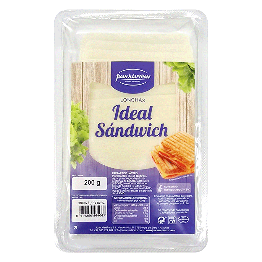 QUESO EN LONCHAS ESPECIAL SANDWICH 200 G.