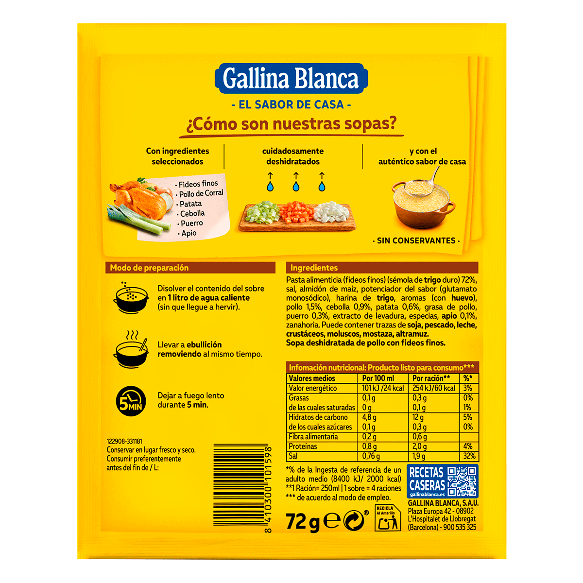SOPA DE POLLO CON FIDEOS 1 UNIDAD
