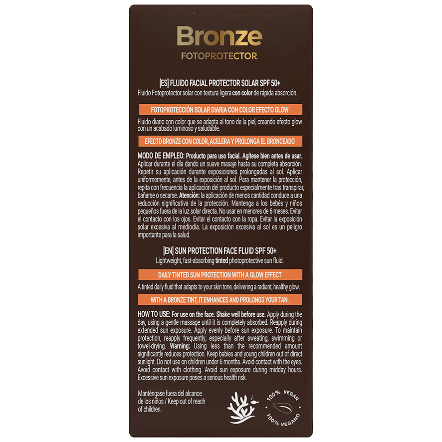 FLUIDO FACIAL BRONZE SPF 50+ 40 ML.