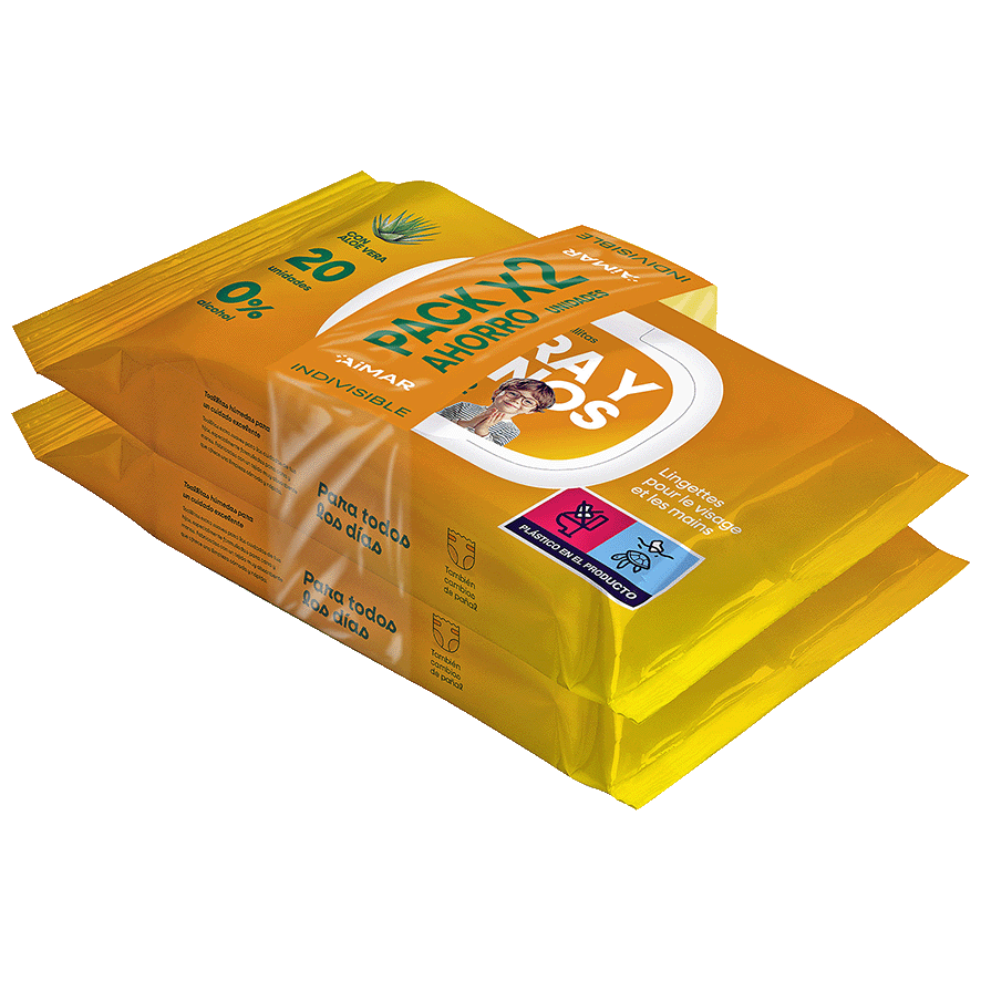TOALLITAS CARA Y MANOS CON ALOE VERA 20 UDS. PACK 2