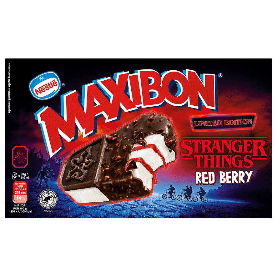 HELADO EDICION STRANGER THINGS RED BERRY PACK 4