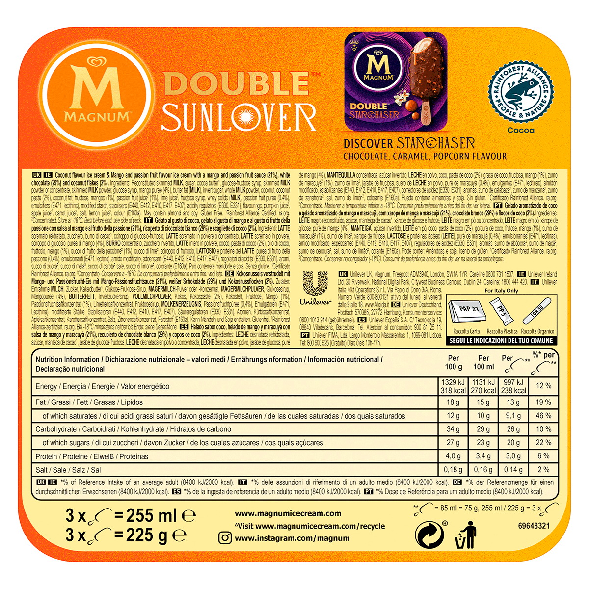 HELADO SUNLOVER 75 G. PACK 3 UDS.
