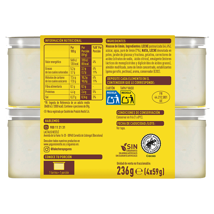 MOUSSE DE LIM&Oacute;N 59 G. PACK 4