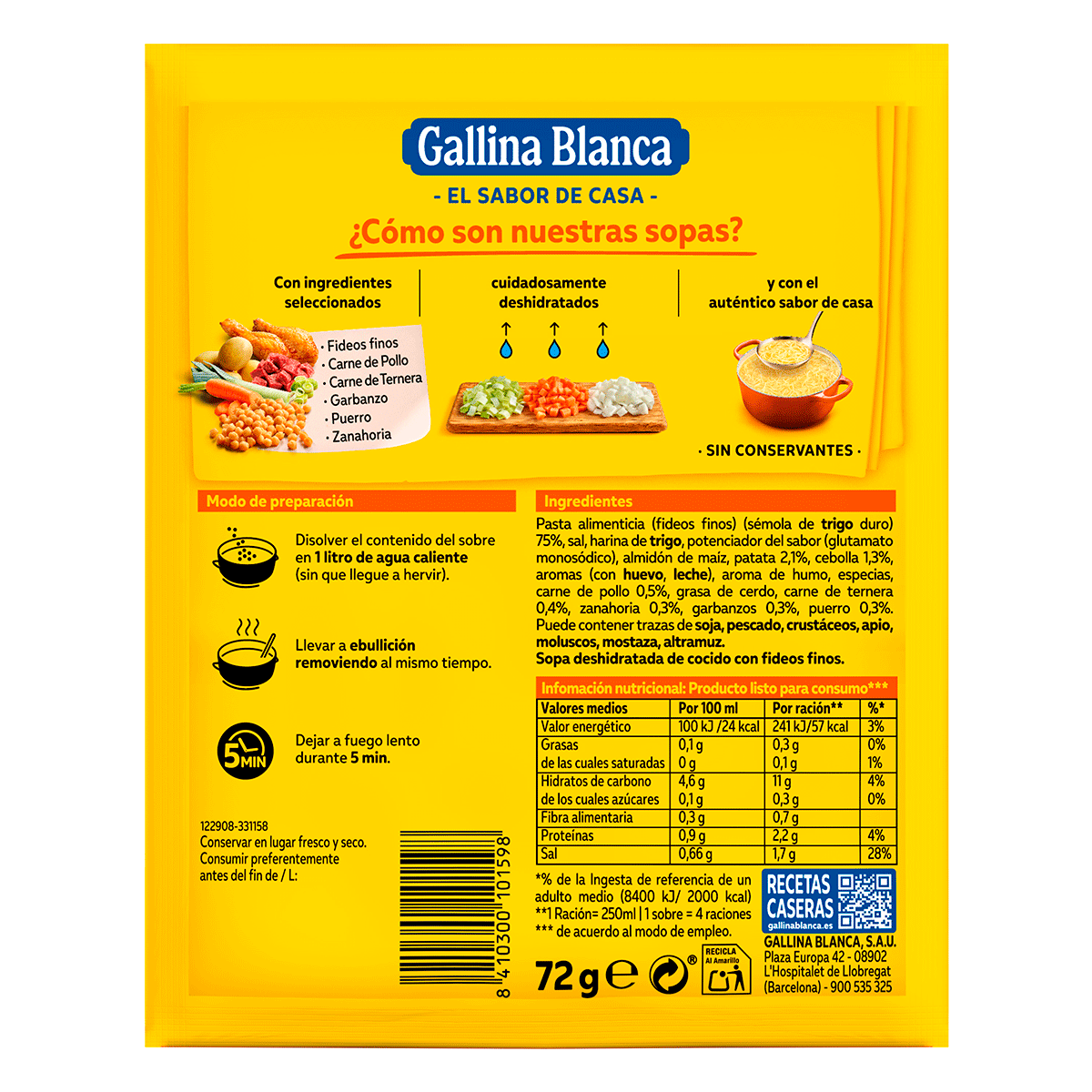 SOPA DE COCIDO 72 G.