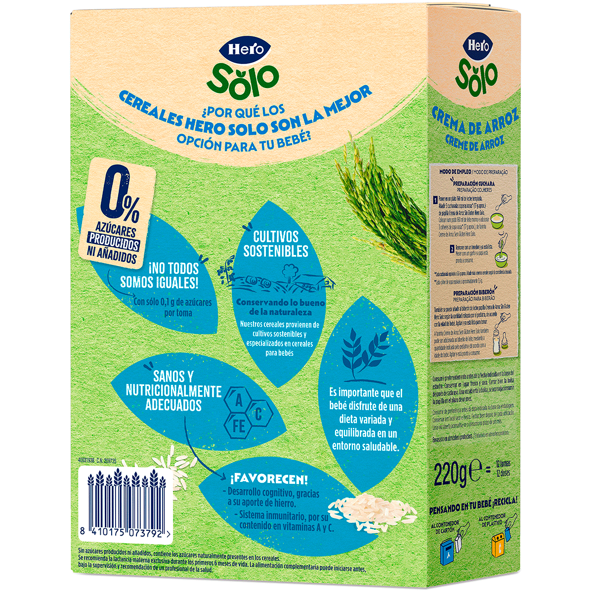 CREMA DE ARROZ SIN GLUTEN 0% AZ&Uacute;CAR 220 G.