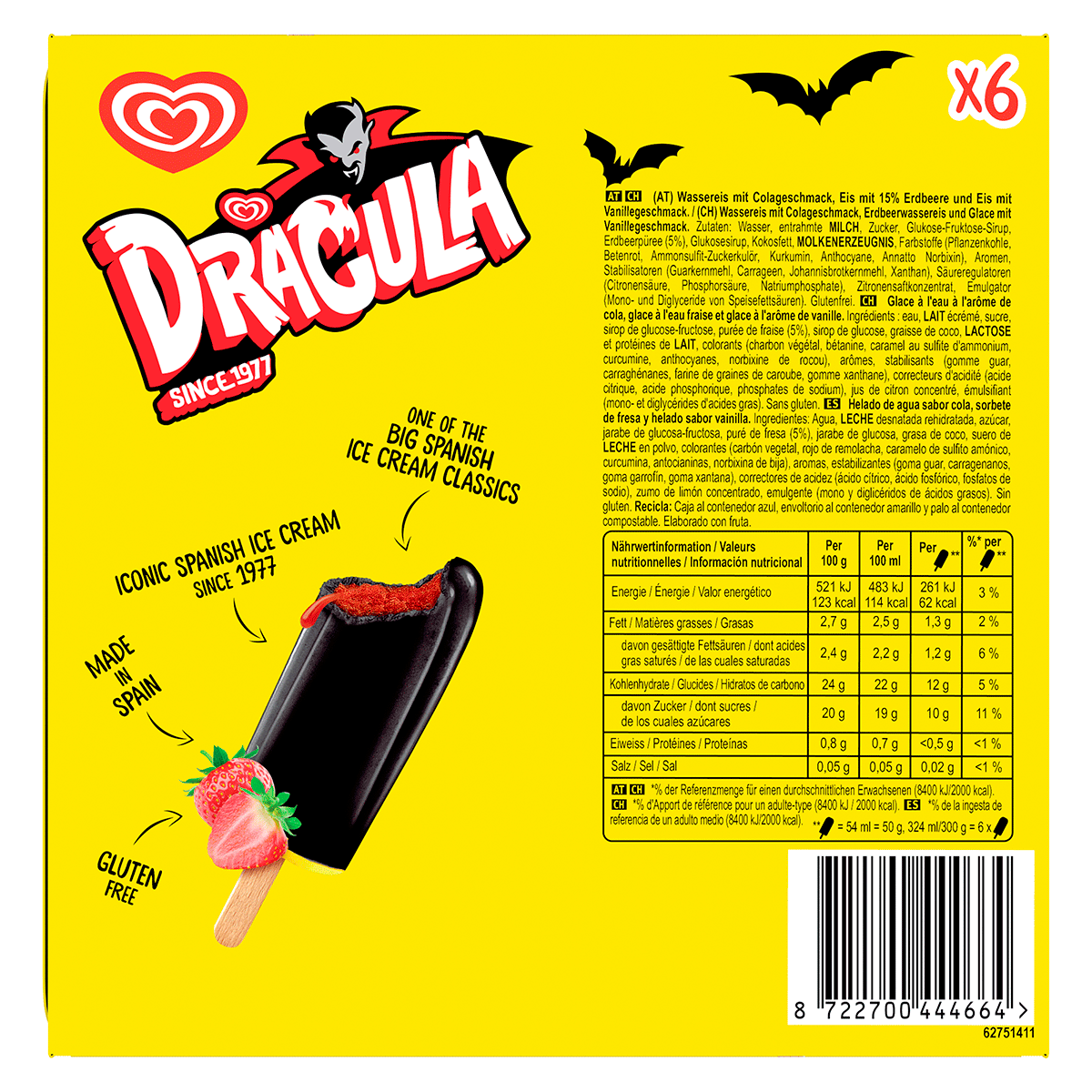 HELADO DR&Aacute;CULA 50 G. PACK 6 UNIDADES