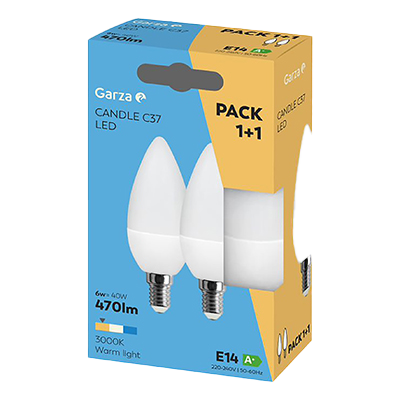 BOMBILLAS LED VELA 6W E14 PACK 1+1