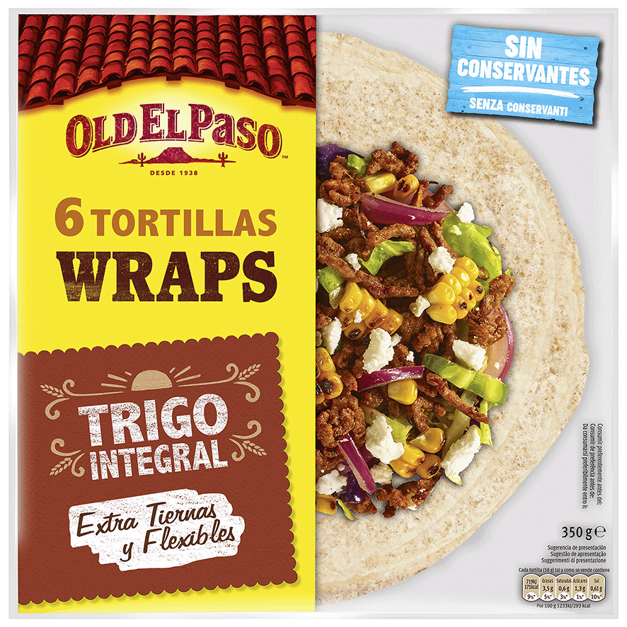 TORTILLA WRAPS INTEGRALES 350 G.