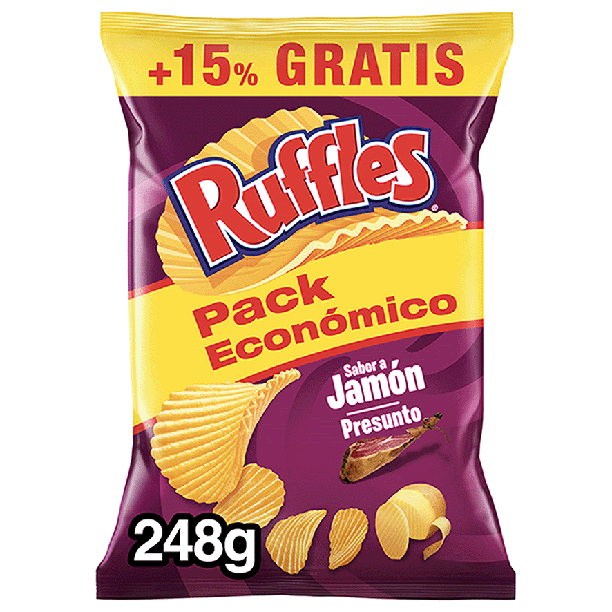 PATATAS FRITAS SABOR A JAM&Oacute;N PACK AHORRO 243 G.