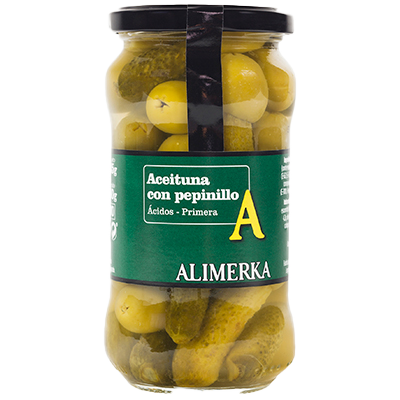 ACEITUNAS GORDAL CON PEPINILLOS 180 G.