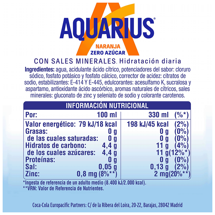 BEBIDA ISOT&Oacute;NICA DE NARANJA 33 CL.