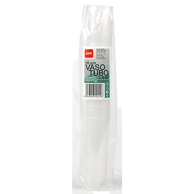 VASO DE TUBO PL&Aacute;STICO 300 CC. 10 UNIDADES