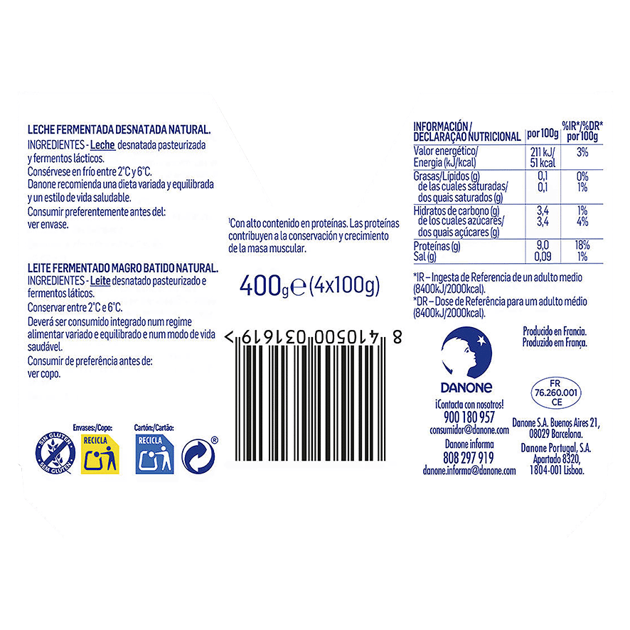 SKYR NATURAL 100 G. PACK 4