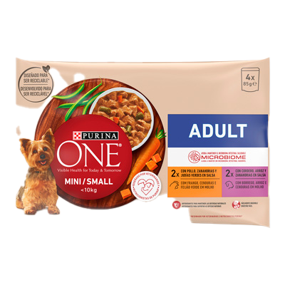COMIDA CON CARNE PARA PERROS ADULT, MINI 85 G. PACK 4
