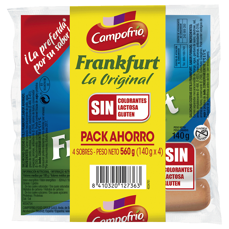 SALCHICHAS FRANKFURT 140 G. PACK 4