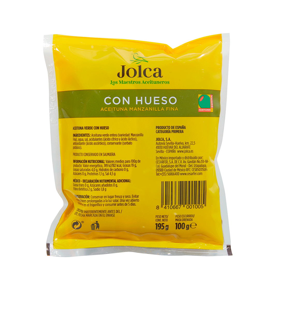 ACEITUNAS CON HUESO 100 G.