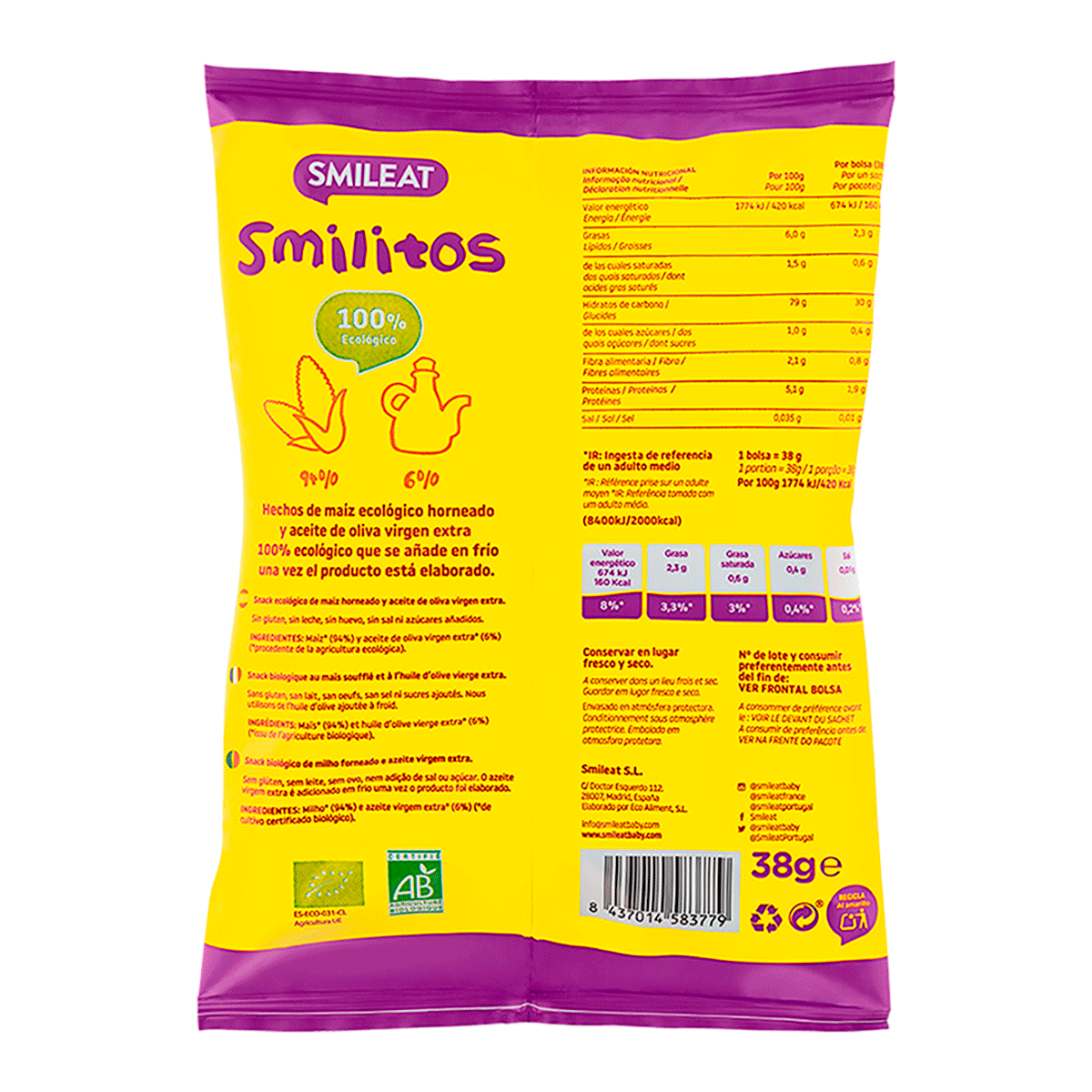 SMILITOS DE MA&Iacute;Z 100% ECO 38 G.