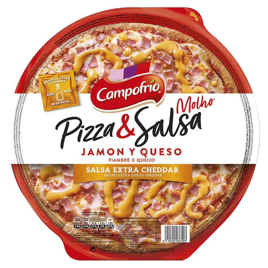PIZZA & SALSA JAM&Oacute;N Y QUESO SALSA CHEDAR 360 G.