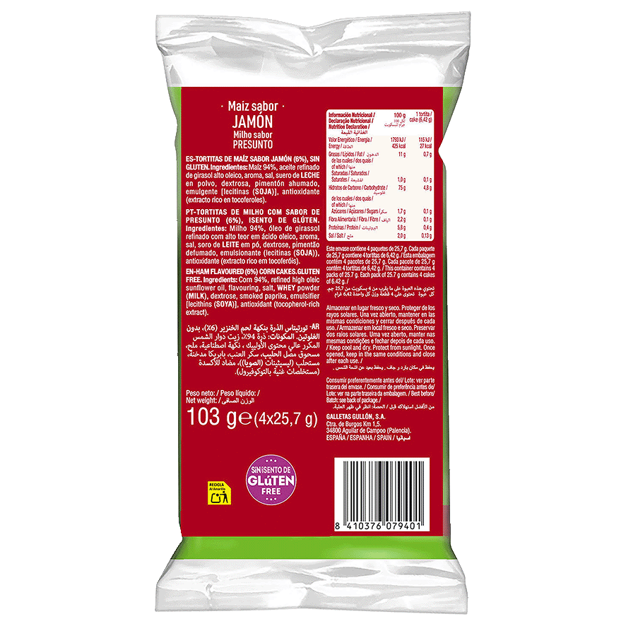 TORTITAS DE MAIZ Y JAM&Oacute;N IB&Eacute;RICO 25,7 G. PACK 4