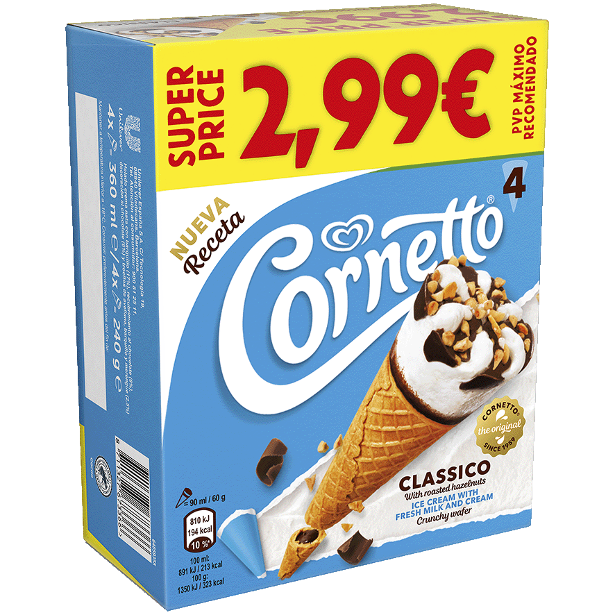 HELADO CLASSICO 90 ML. PACK 4