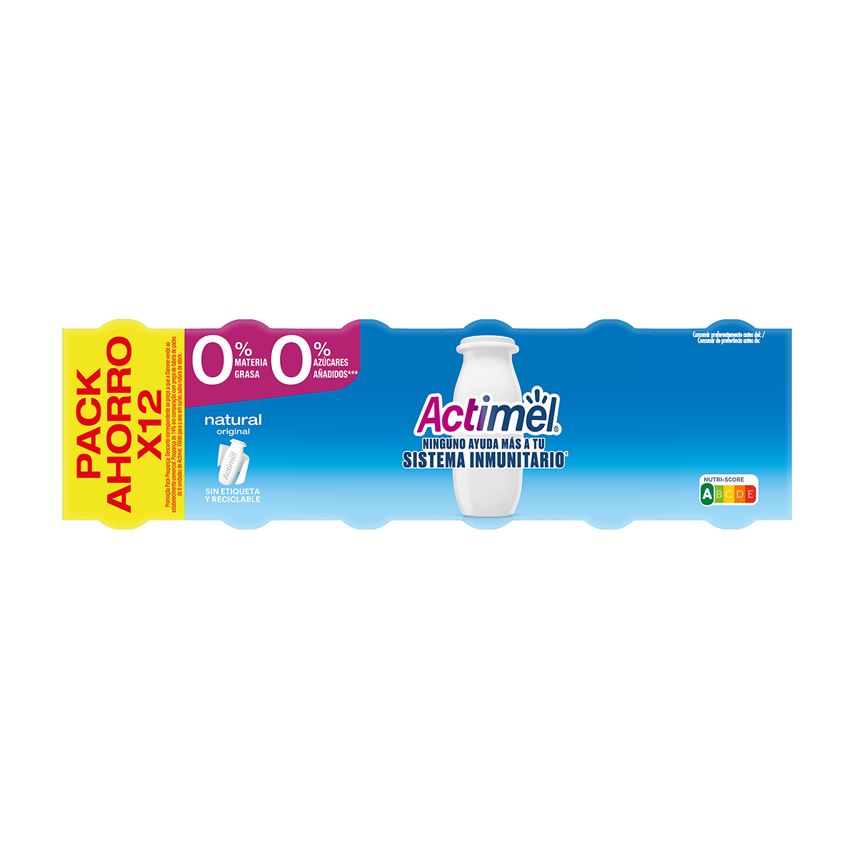 YOGUR L&Iacute;QUIDO NATURAL 0% M.G. 100 G. PACK 12