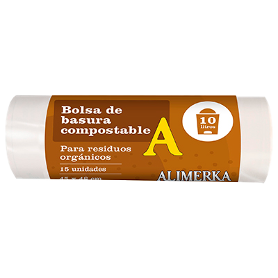 BOLSA DE BASURA COMPOSTABLE, 45x45 15 UDS.