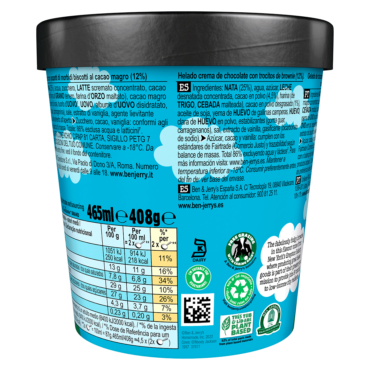 HELADO CHOCOLATE FUDGE BROWNIE 465 ML.