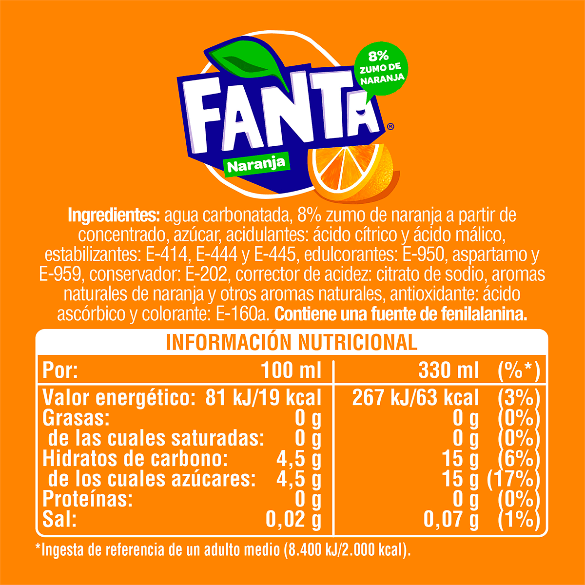 REFRESCO DE NARANJA 33 CL. PACK 6