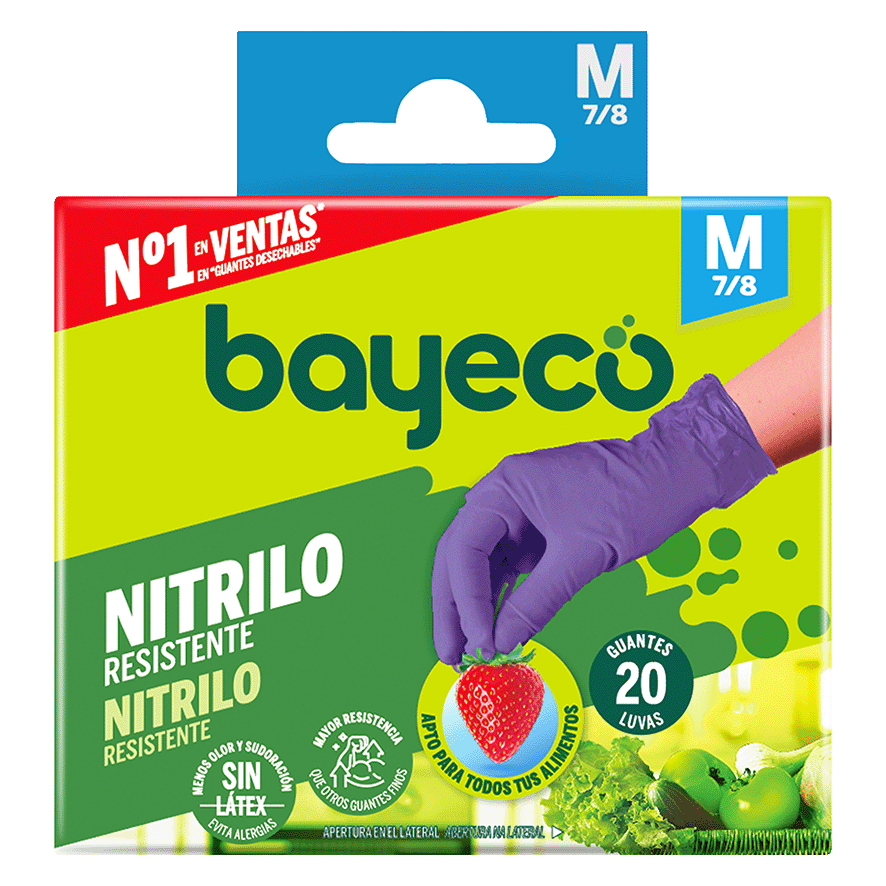 GUANTE MORADO DE NITRILO RESISTENTE T. M 20 UDS.