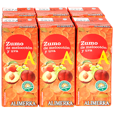 ZUMO DE MELOCOT&Oacute;N Y UVA 20 CL. PACK 6