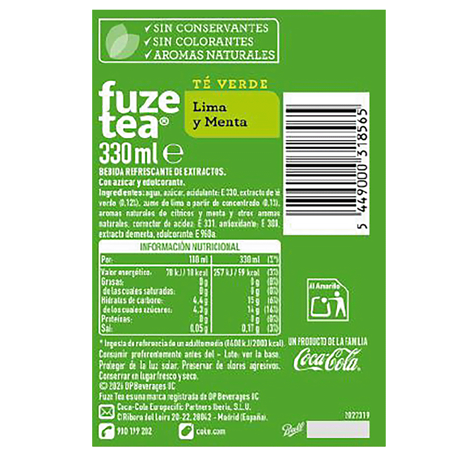 T&Eacute; VERDE LIMA Y MENTA 33 CL.