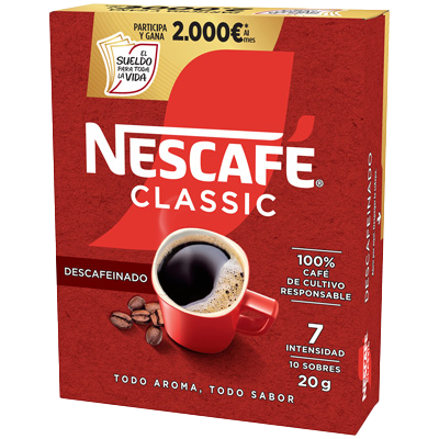 CAF&Eacute; SOLUBRE DESCAFEINADO 10 SOBRES, 20 G.